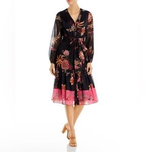 Kobi‎ Halperin Denise Floral Belted Midi-Dress Size Medium